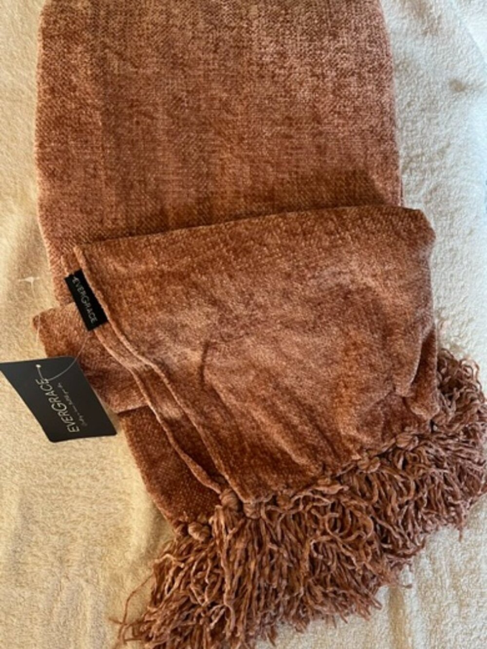 EverGrace Home Luxe Chenille Throw Blanket 60 in x 80 in Color: Clay